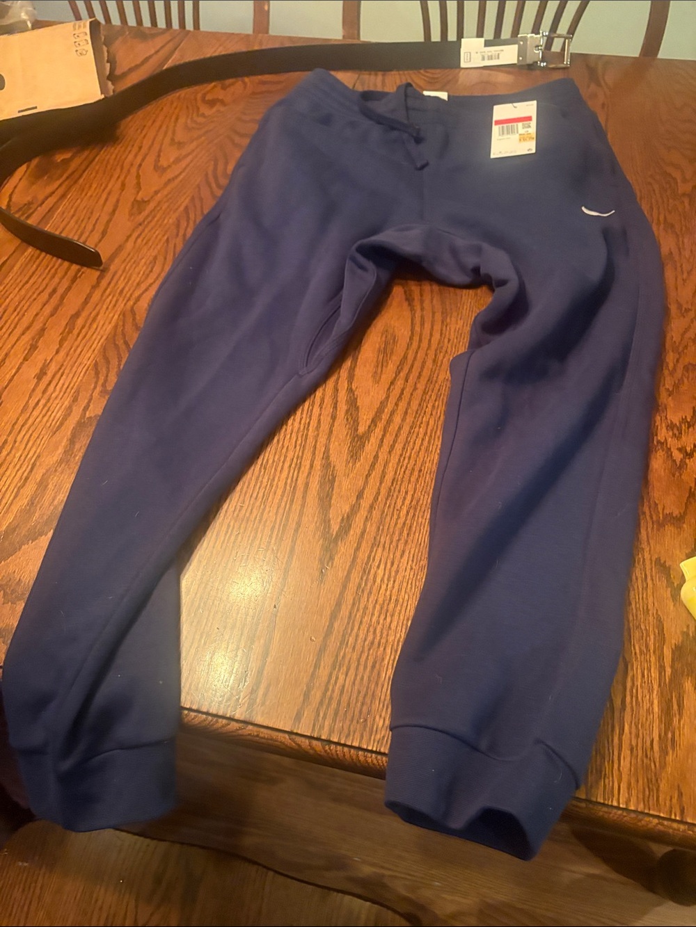 Nike Boys Navy Blue Fleece Joggers with Drawstring